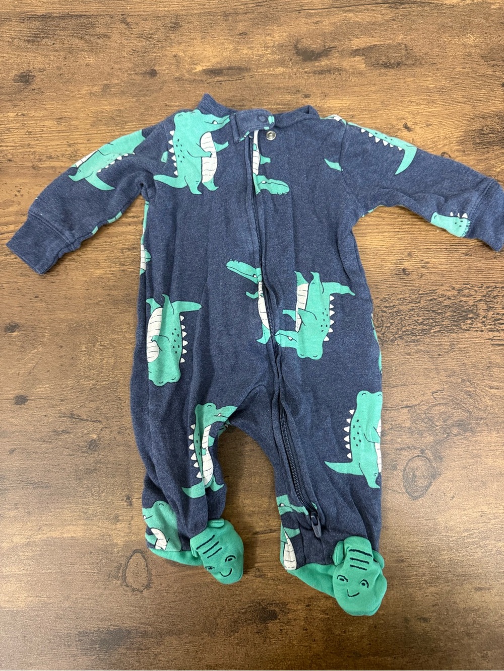 ⭐️5 for $20⭐️ Baby Blue Crocodile Print One-Piece Footed Pajamas 3M